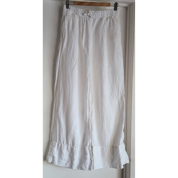 Zara Pants - Zara Womens Pants Size S Wide Leg White Linen Solid Euro Summer Breathable